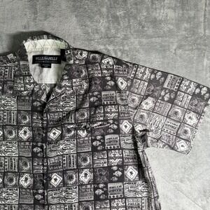 VTG Pelle Pelle Button Down Shirt Mens XL Black Gray AOP Marc Buchanan 90'S